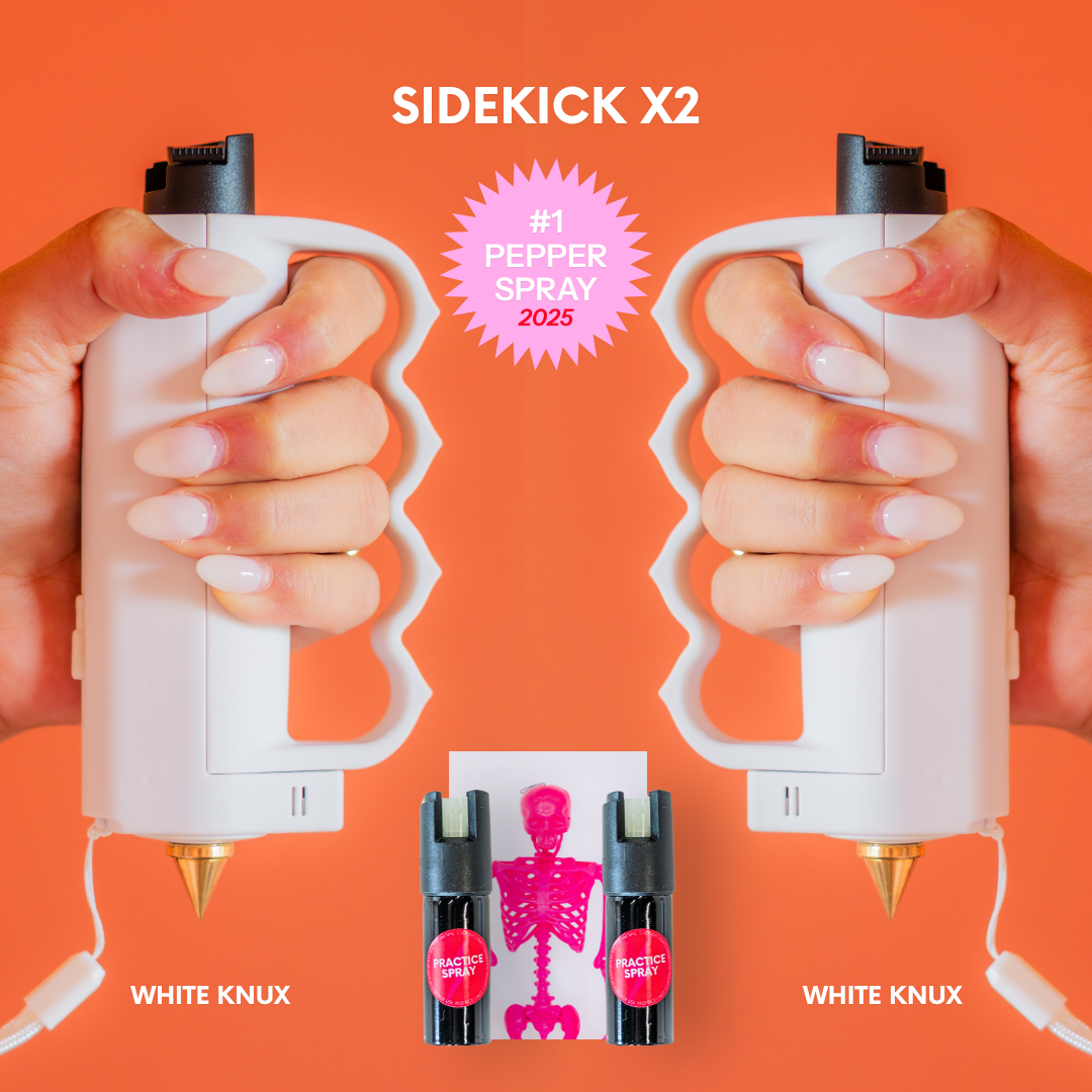 White Safely Sidekick Duo bundle with knux grip best self defense tools for women