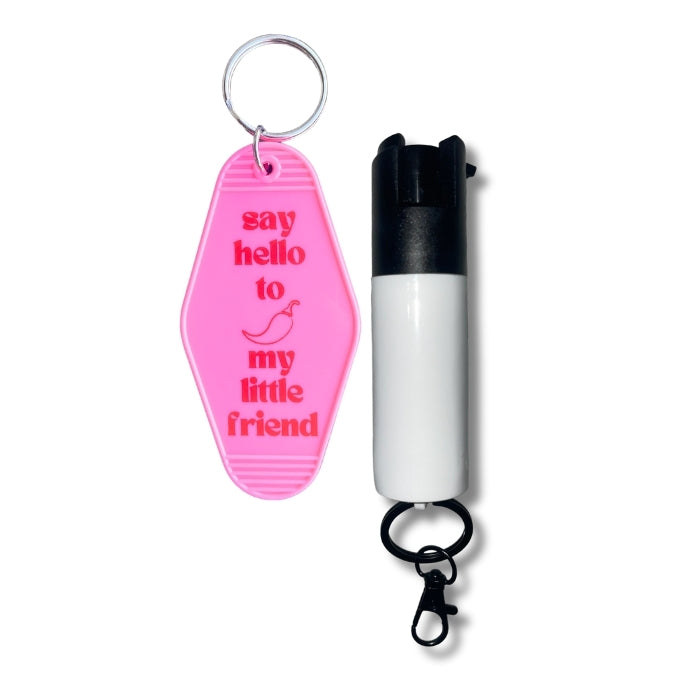 pepper spray with motel keychain