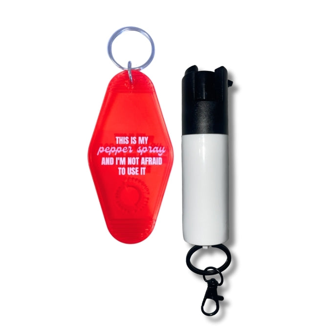 pepper spray with motel keychain