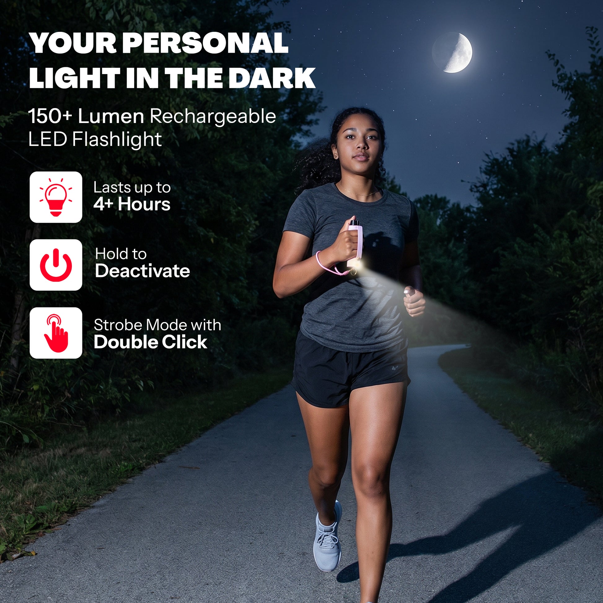 Safely SOS Sidekick rechargeable LED flashlight feature 150 lumens personal safety device for runners