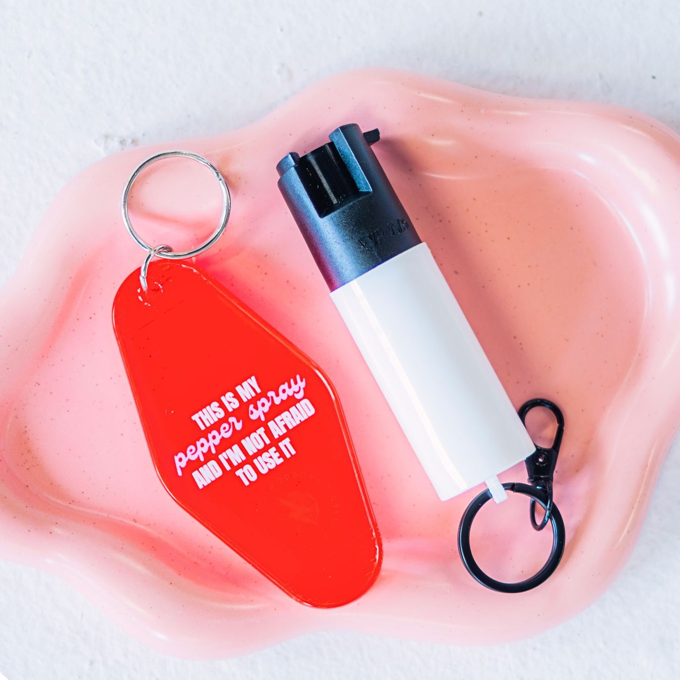 cloud white safely pepper spray and keychain for women