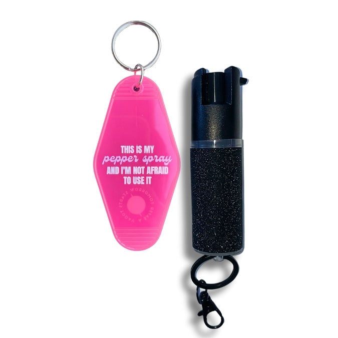 pepper spray with motel keychain