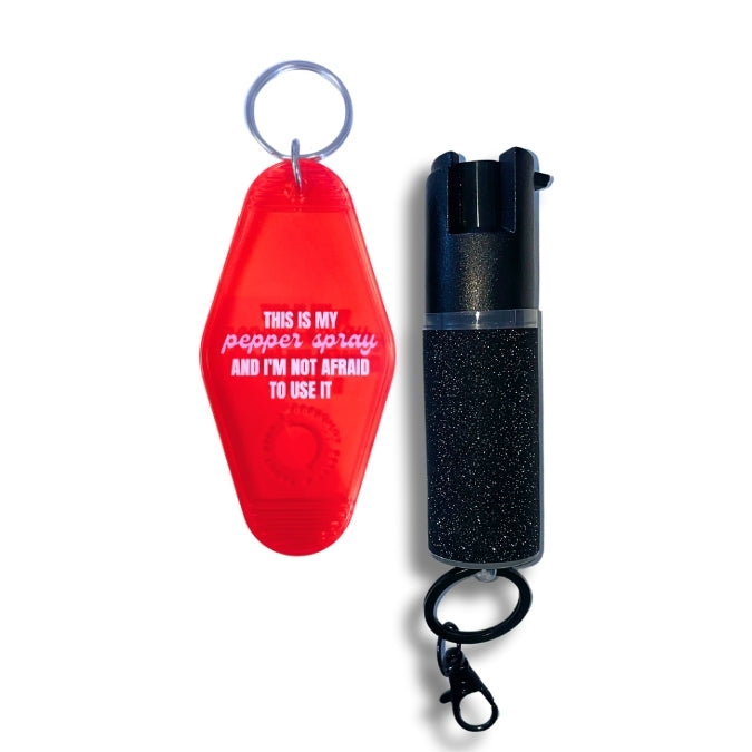 pepper spray with motel keychain
