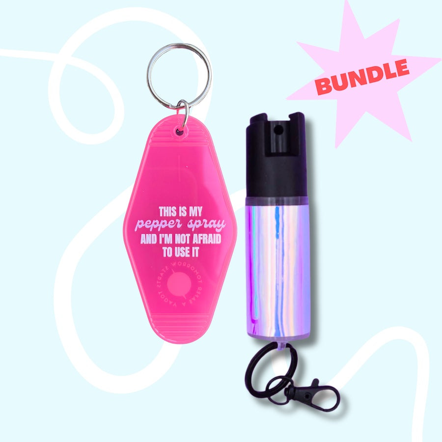 motel keychain with pepper spray bundle deal