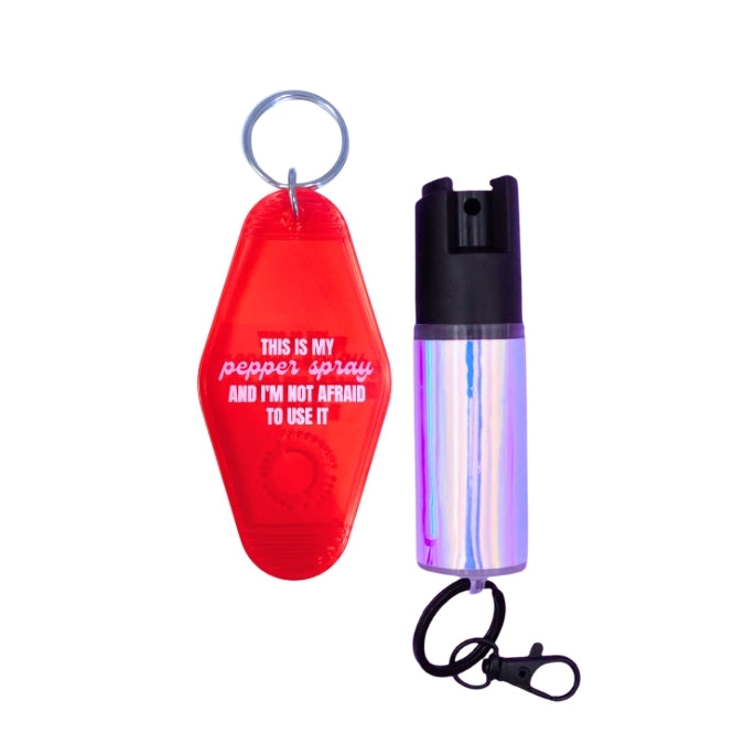 pepper spray with motel keychain
