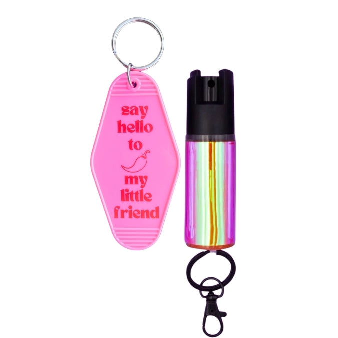 pepper spray with motel keychain