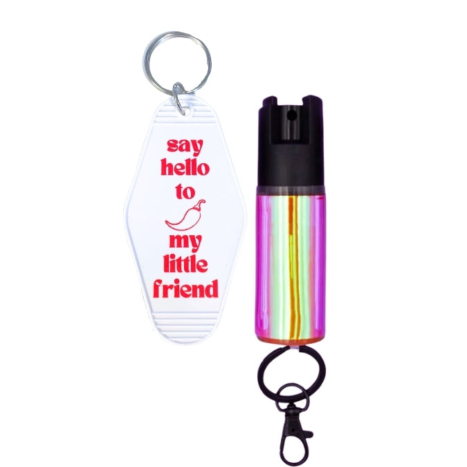 pepper spray with motel keychain