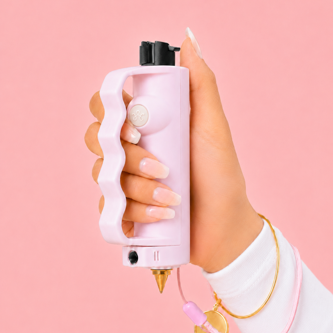 Pink Safely SOS Sidekick with knux grip 6-in-1 personal safety device women's self defense