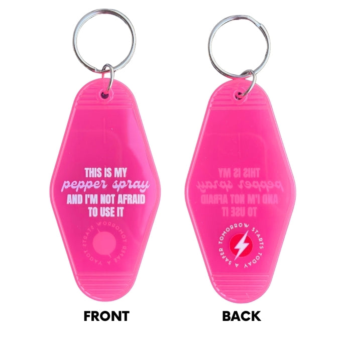 pink motel keychain this is my pepper spray