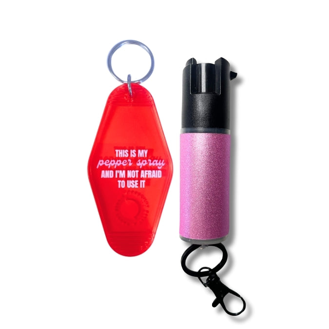 pepper spray with motel keychain