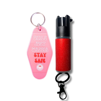 pepper spray with motel keychain