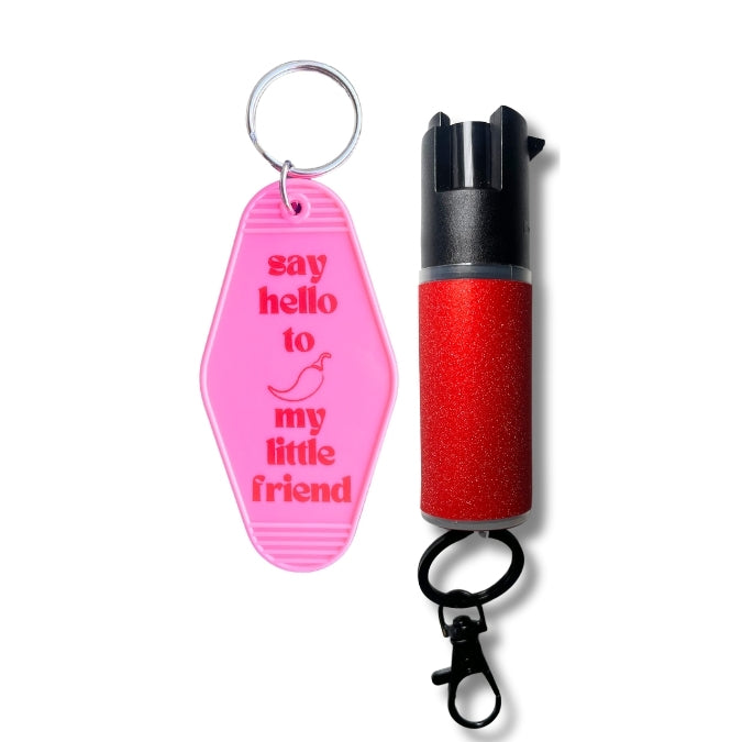 pepper spray with motel keychain