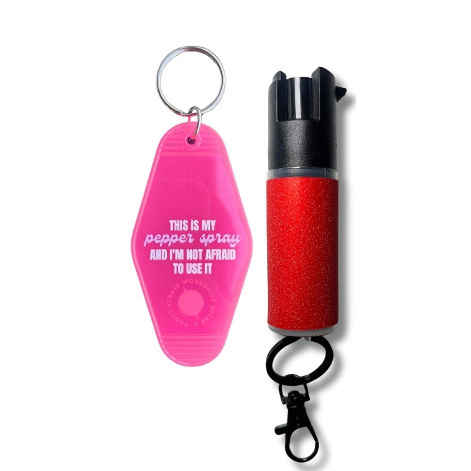 pepper spray with motel keychain