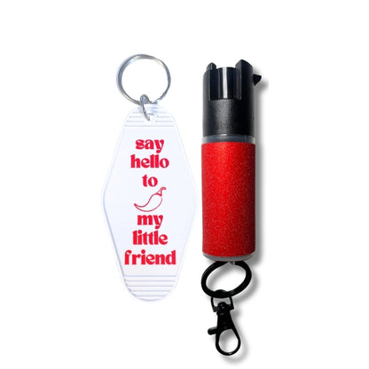 pepper spray with motel keychain