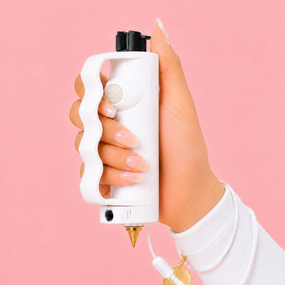 White Safely SOS Sidekick with knux grip personal safety device for women college students
